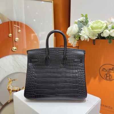 wholesale quality birkin 25 matte alligator noir ghw 